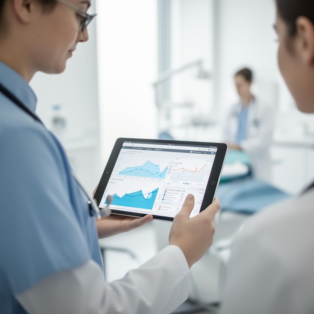 Healthcare professional reviewing analytics